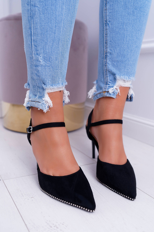 Жіночі туфлі на високих підборах з лакованими каблуками