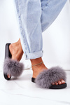 Жіночі тапочки з хутром темно-сірі Belmondo