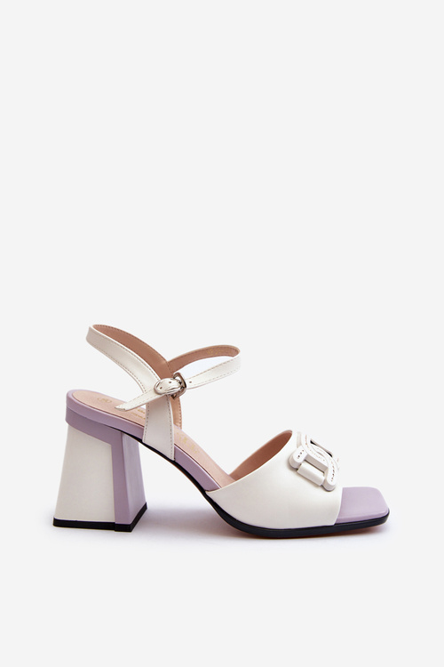 Елегантні босоніжки на підборах з білим орнаментом D&A MR38-156