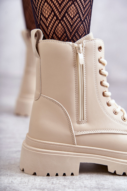 Жіночі теплі шкіряні чоботи Dorchen світло-бежеві