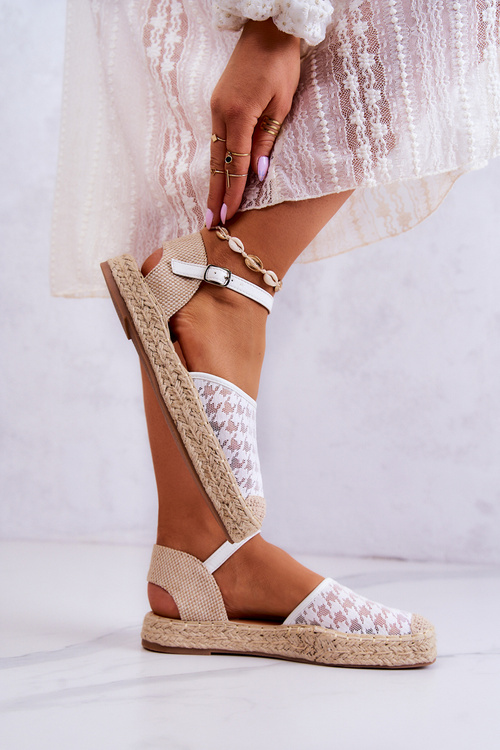 Жіночі еспадрільї з пряжкою Білі Charlene