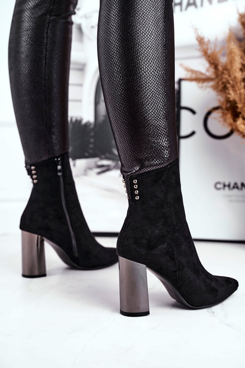 Жіночі чоботи на підборах чорні Trens