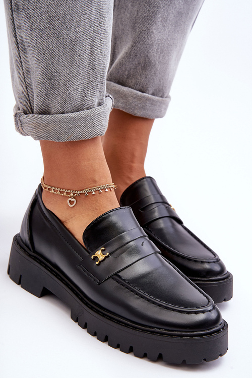 Шкіряні мокасини з орнаментом Чорна Есперта