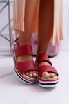 Жіночі босоніжки на платформі червоні Aurera