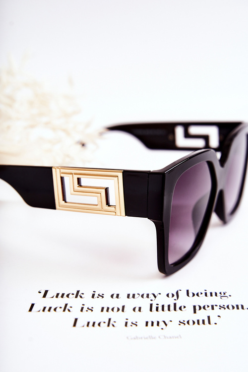 Модні жіночі сонцезахисні окуляри V120045 Чорно-золоті