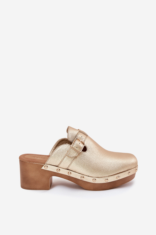 Жіночі Сандалі На Каблуці З Пряжкою Золоті Veldexina