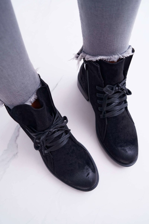 Жіночі ботфорти на плоскій підошві Workers Black Teref