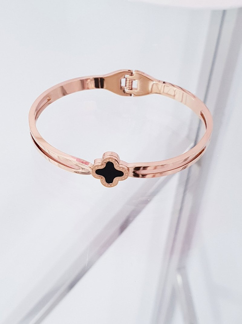 Жіночий сталевий браслет з квіткою Pink Gold Neo