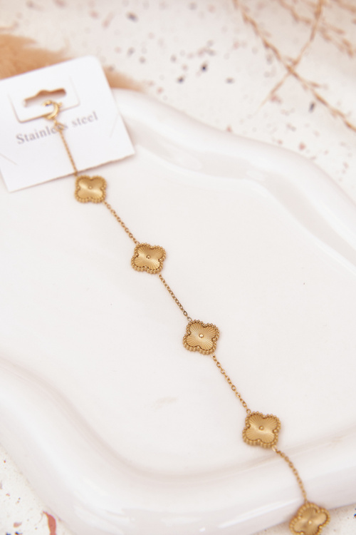 Браслет із нержавіючої сталі з золотими квітами