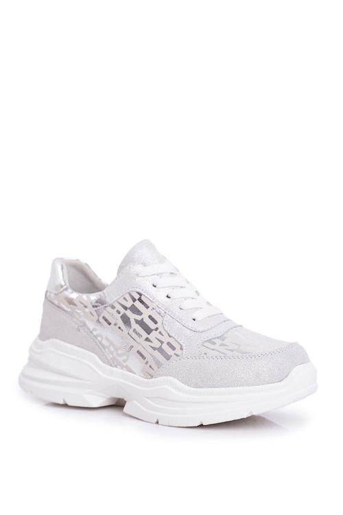 Спортивне жіноче шкіряне взуття Срібні кросівки Palm Bay