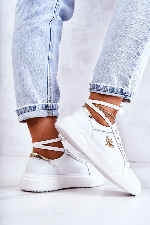 Шкіряне спортивне взуття з білим декором Calerie