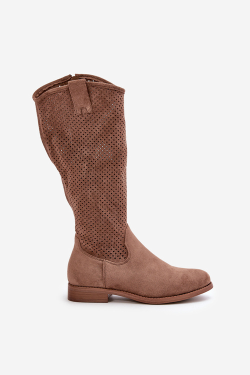 Жіночі коричневі ажурні чоботи S.Barski HY42-139