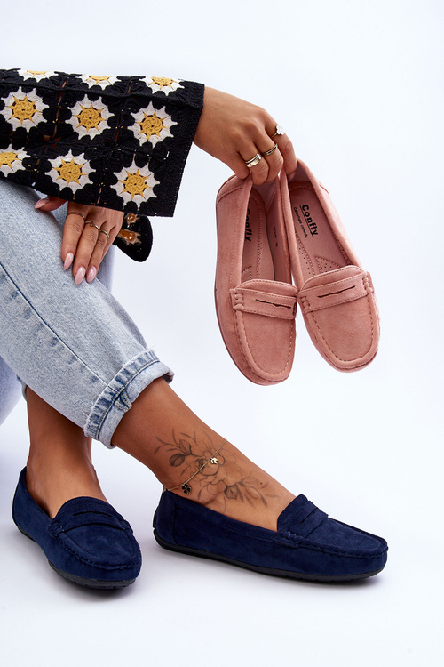 Жіночі замшеві мокасини темно-синього кольору Lenvie