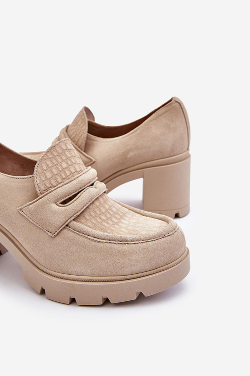 Замшеві туфлі на підборах і платформі світло-бежевого кольору Arabell