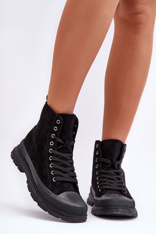 Жіночі високі замшеві кросівки Eleamia чорного кольору