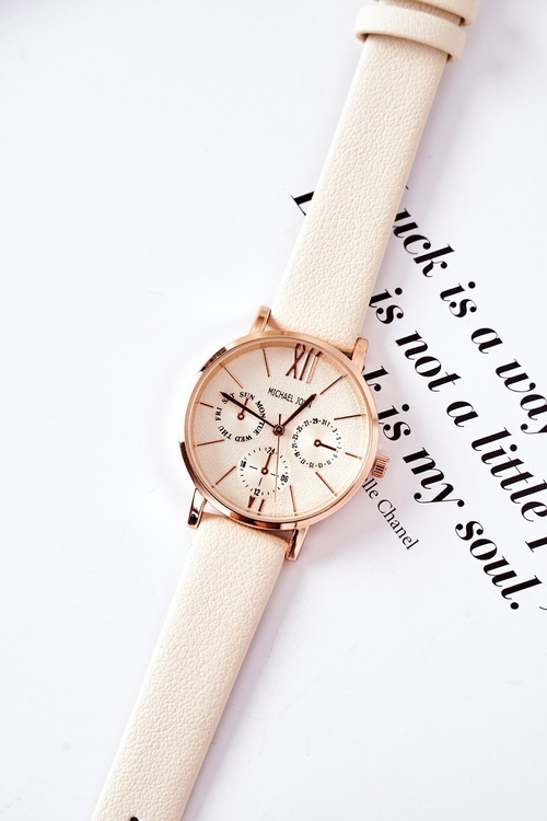 Годинник на шкіряному ремінці Michael John Beige