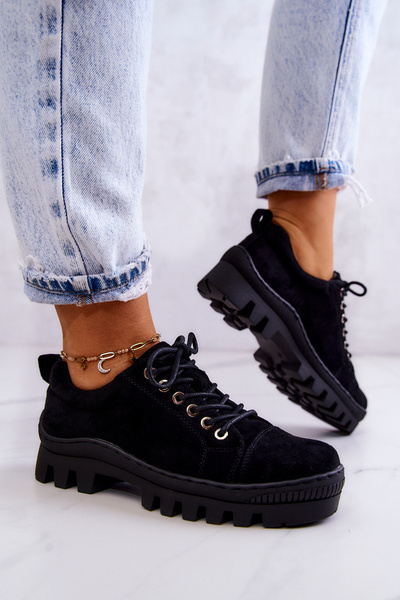 Жіночі замшеві туфлі на зав'язках чорний майсон