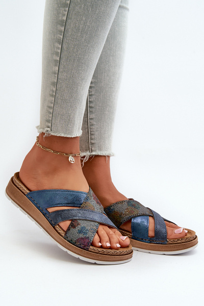 Зручні легкі жіночі тапочки Inblu GS000052 Темно-синій