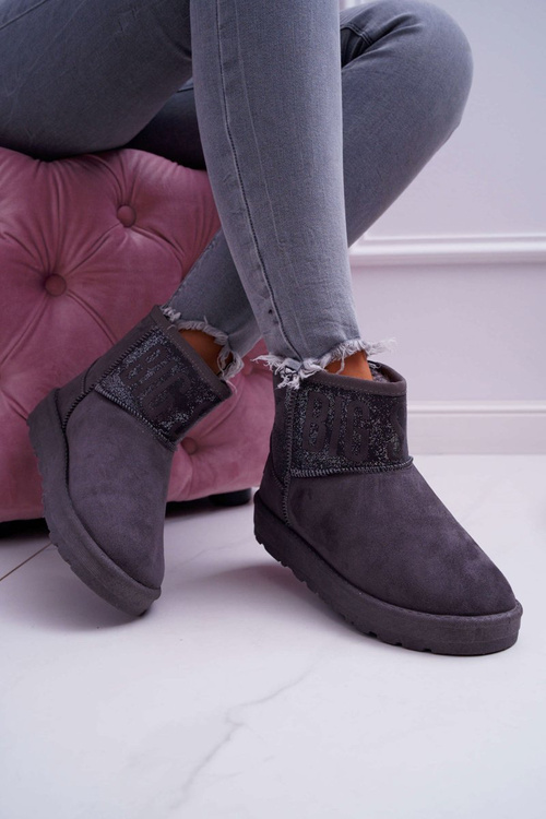 Жіночі зимові черевики утеплені сірі Big Star EE274262