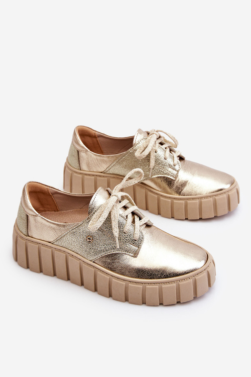 Шкіряне взуття на платформі Zazoo 10128 золото