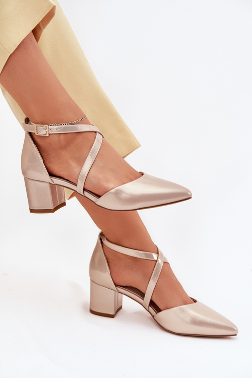 Туфлі На Каблуку З Еко Шкіри Золоті Sergio Leone SK830