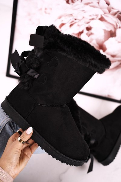 Жіночі зимові черевики з тасьмою, утеплені на хутрі, чорні Kaylee