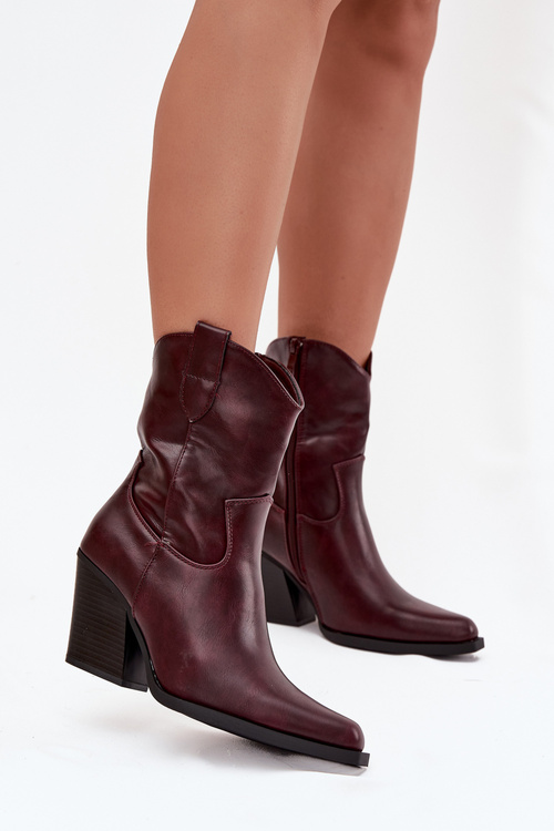 Жіночі ковбойські чоботи з еко-шкіри на підборах Bordeaux Sorelia