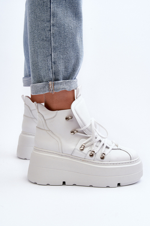 Біле шкіряне жіноче спортивне взуття Zazoo 3416