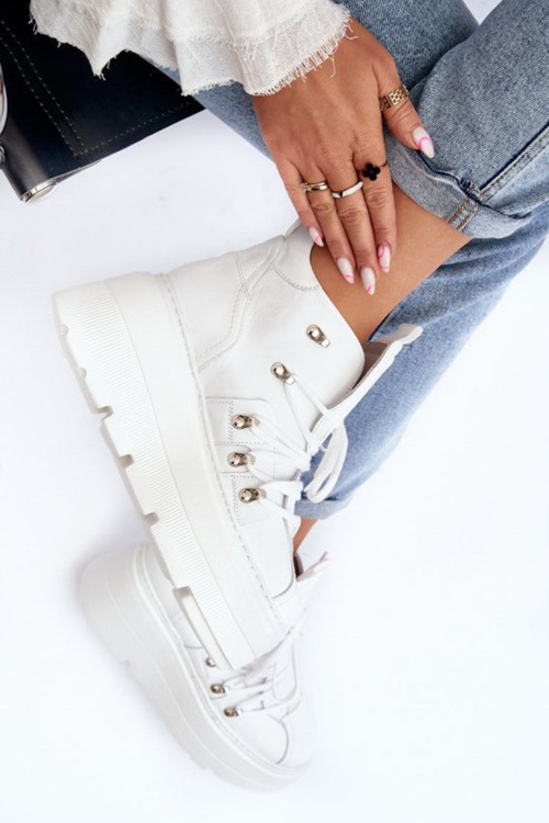 Біле шкіряне жіноче спортивне взуття Zazoo 3416