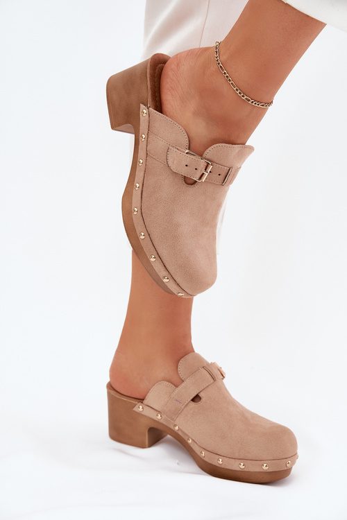 Жіночі Сандалі На Каблуку З Пряжкою Бежеві Veldexina