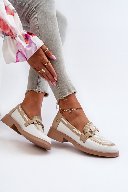 Жіночі шкіряні мокасини Maciejka 06493-11 біло-бежевий