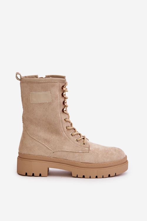 Жіночі робочі черевики на блискавці з еко замші бежеві Savalann