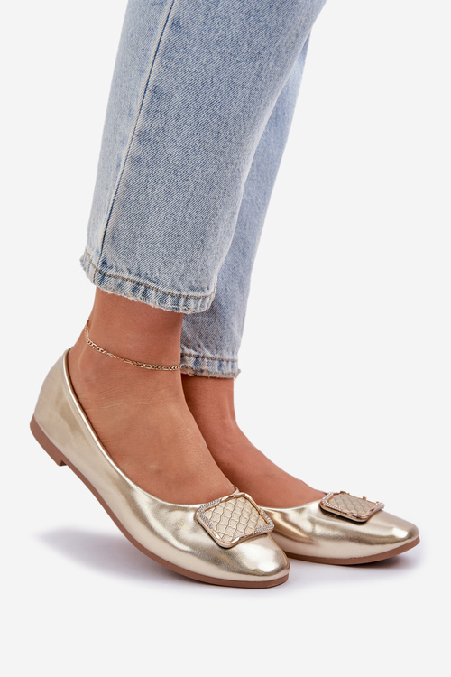 Еко Шкіряні Балерини З Декором Золоті Tulnelia