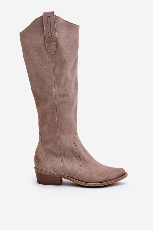 Жіночі замшеві ковбойські чоботи Zazoo 3427 Cappuccino