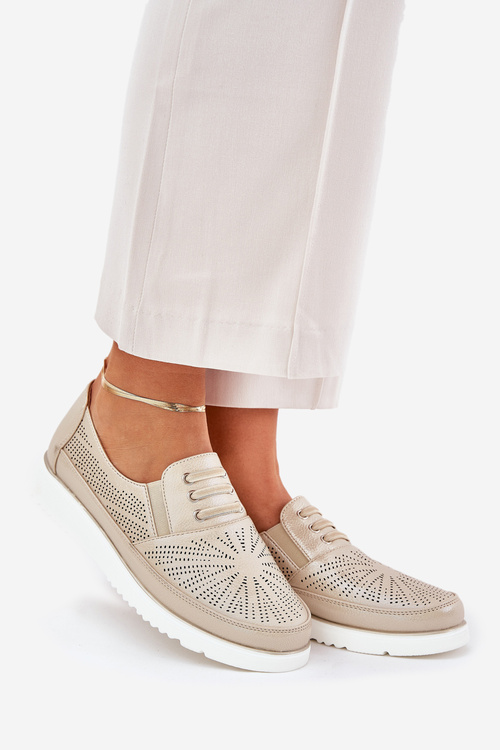 Жіночі Черевики Без Зав'язок Перфоровані Золоті Azethia