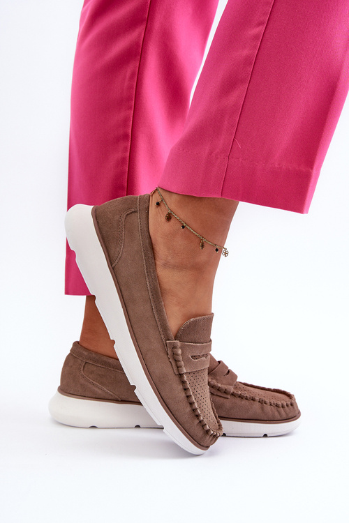 Коричневі замшеві мокасини на платформі Sergio Leone SP012