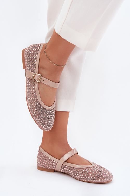 Прикрашені Жіночі Балерини З Ремінцем І Застібкою Бежеві Avirae