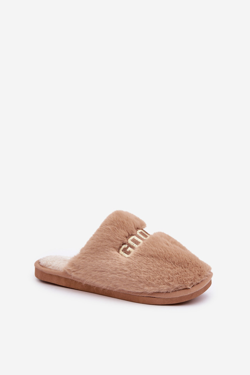 Жіночі Тапочки З Пухом І Написом Коричневі Калелія