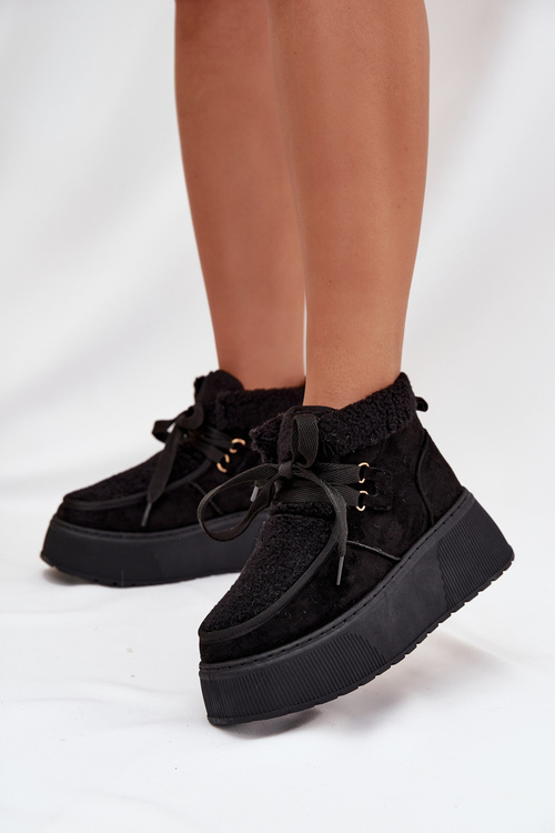 Жіночі зимові чоботи на платформі з хутром Чорний Florivelle