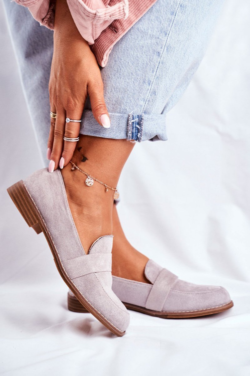 Жіночі замшеві напівчеревики сірі Cintra