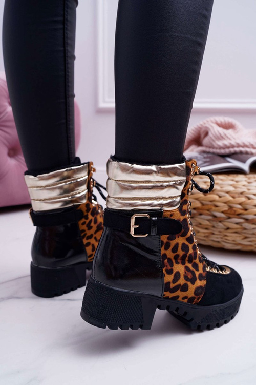 Жіночі черевики Trappers на плоскій підошві з леопардовим принтом Move On