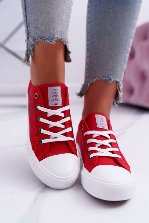 Жіночі джинсові кросівки червоні DD2R4072