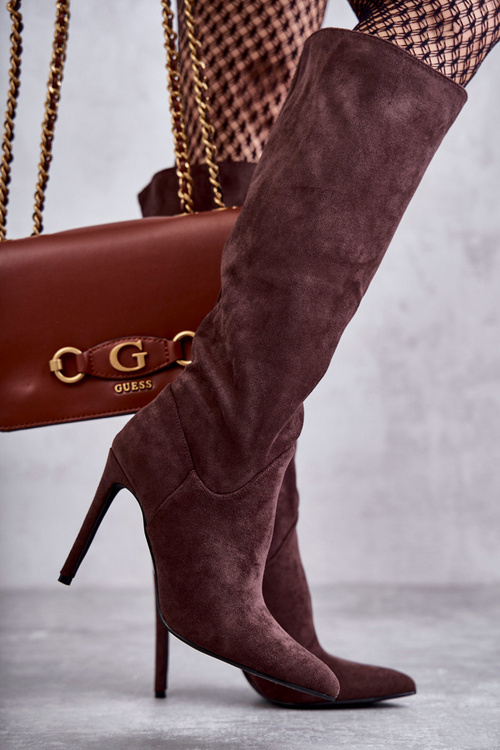 Класичні замшеві чорні чоботи на коричневій Ameya