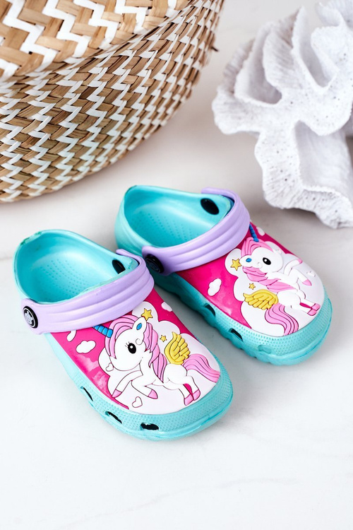 Дитячі поролонові тапочки з єдинорогом бірюзові