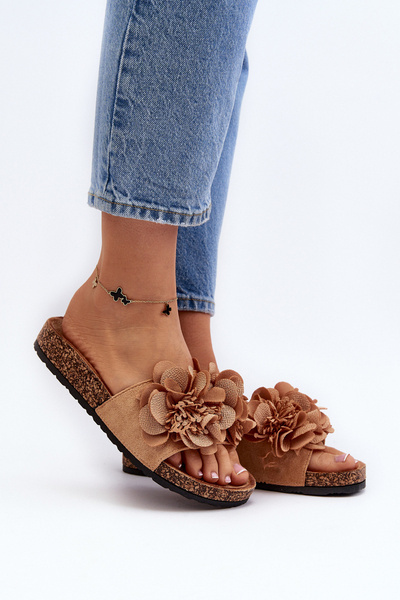 Жіночі тапочки з квітами коричневого кольору Lulania