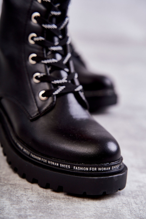 Високі теплі жіночі чоботи на зав'язках Чорні Darla