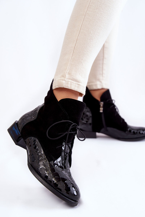 Чоботи шкіряні на підборах Maciejka 2878J-01 Чорні