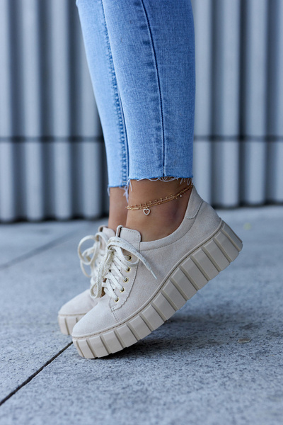 Замшеві броги Lewski Shoes 3163 Світло-бежевий