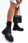 Шкіряні ботильйони на плоскому каблуці та пряжці Чорні Самивло