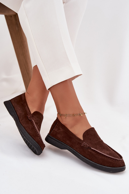 Жіночі мокасини з еко замші шоколадні Tynara